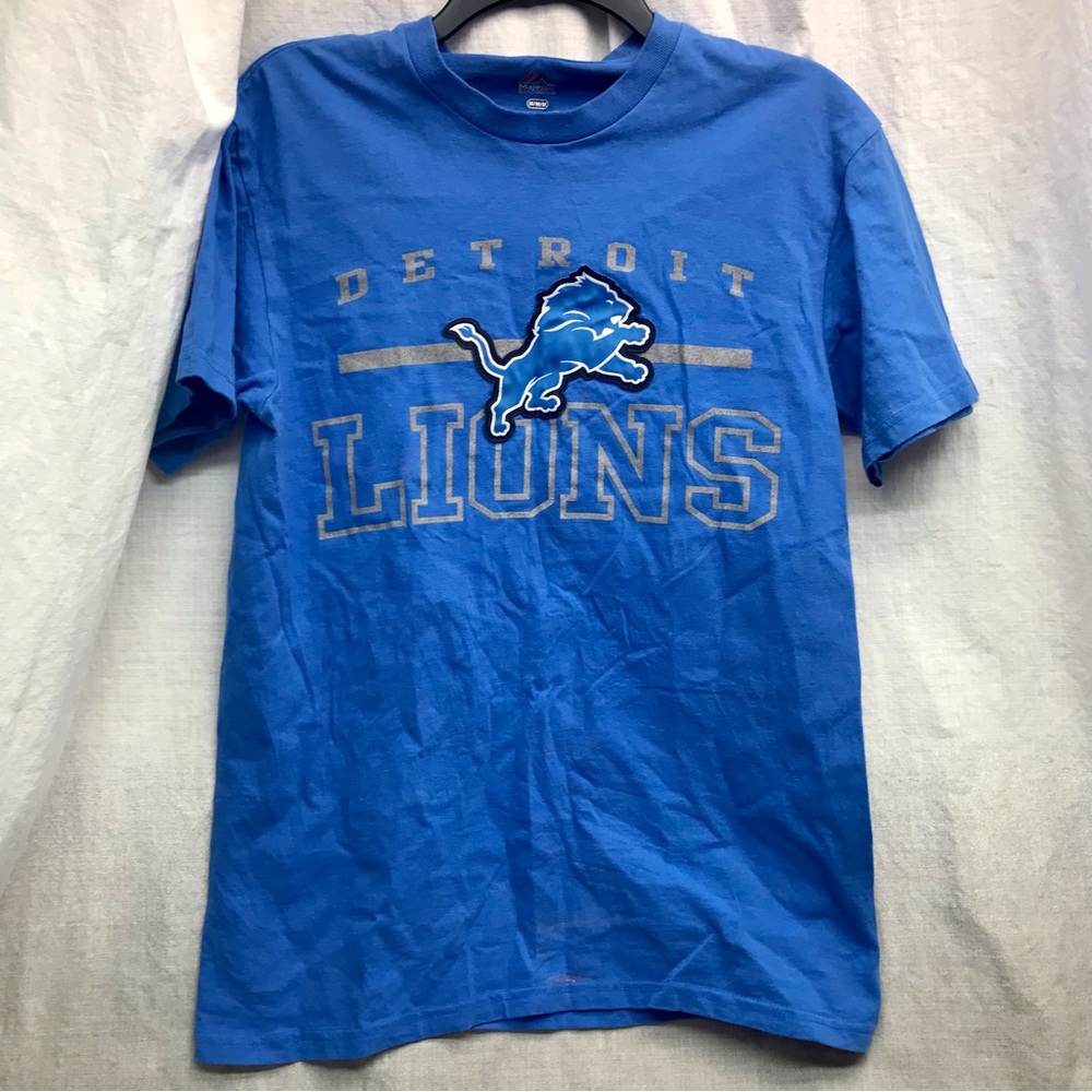 Detroit Lions Football T Shirt M crew neck Majestic